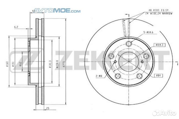 Диск тормозной передний BS5353 zekkert