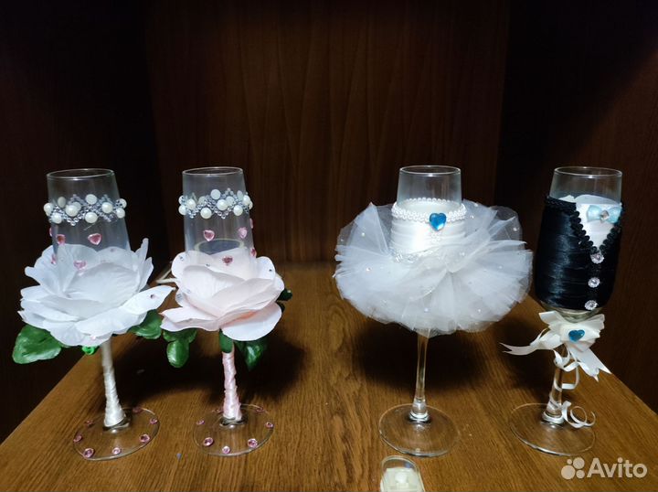 Свадебные бокалы ручной работы