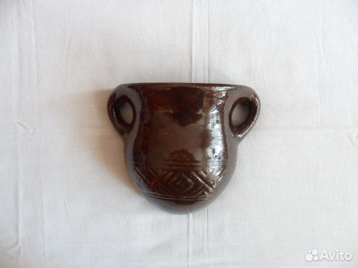 Кашпо керамическое СССР, / вязаное