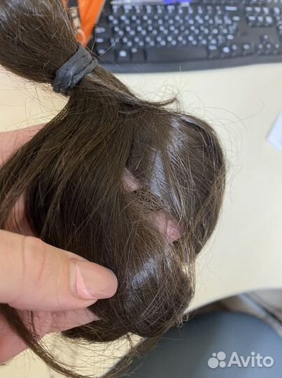 Срез натуральный темный русый очень густой