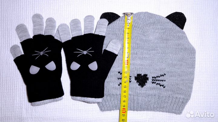 Шапочки, перчатки на 7-12лет