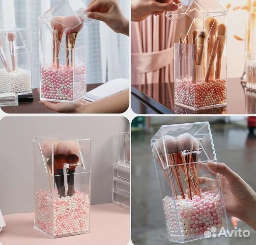 Подставка для кистей для макияжа с бусинами