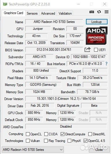 Видеокарта radeon hd 5770 1gb