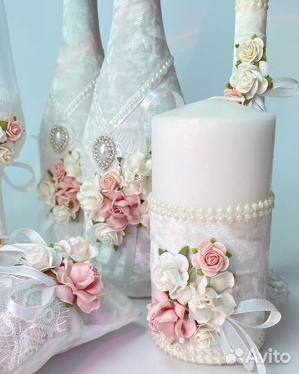 Свадебный набор бокалы, семейный очаг, чехлы