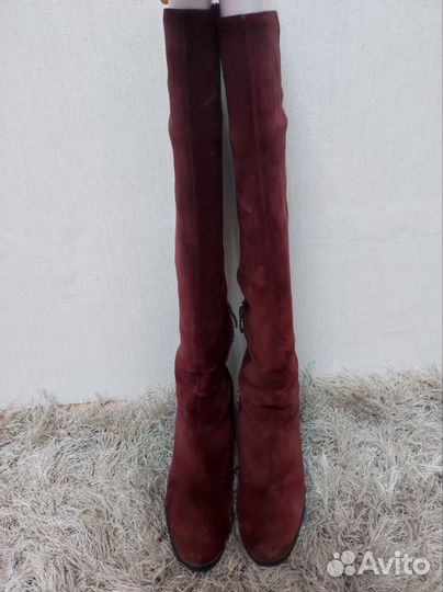 Сапоги трубы ботфорты натуральная замша