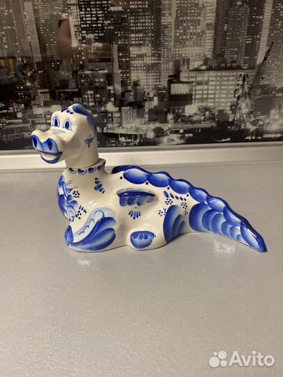 Гжель штоф Дракон ручная работа. Новый