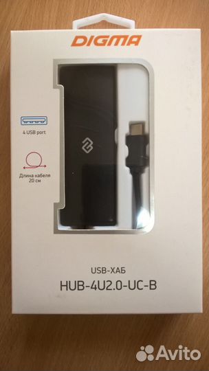 USB-разветвитель Digma HUB-4U2.0-UC-B Type-C