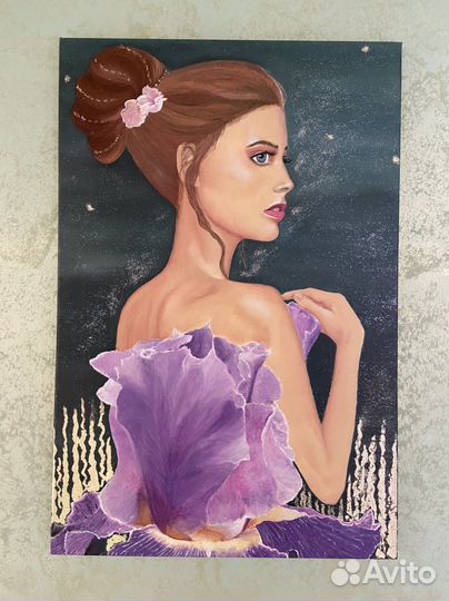 Картина интерьерная «Девушка в платье из цветка»