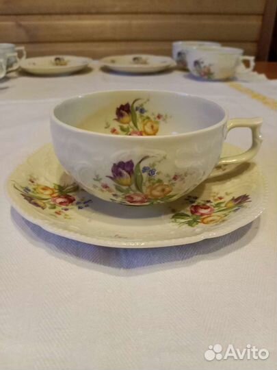 Чайные пары, трио костяного фарфора.Германия