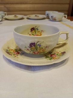 Чайные пары, трио костяного фарфора.Германия