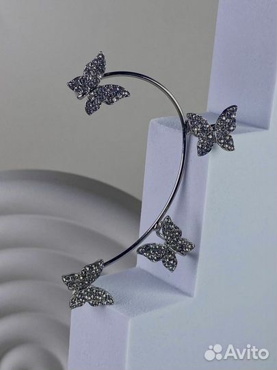 Серьги каффы серебро