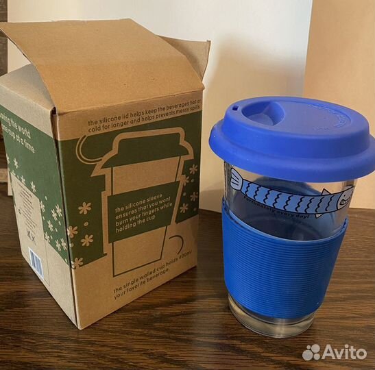 Стакан непроливайка с силиконовой ручкой - рыбки