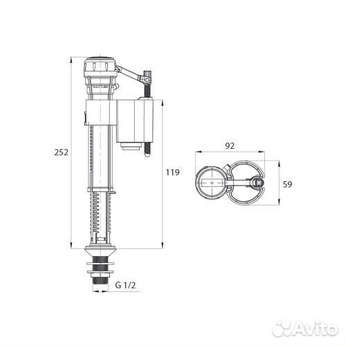 Клапан впускной 1/2 iddis / нижнее F012400-0007