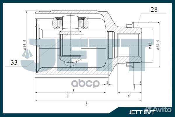 ШРУС внутренний jett V40-1449 V40-1449 jett