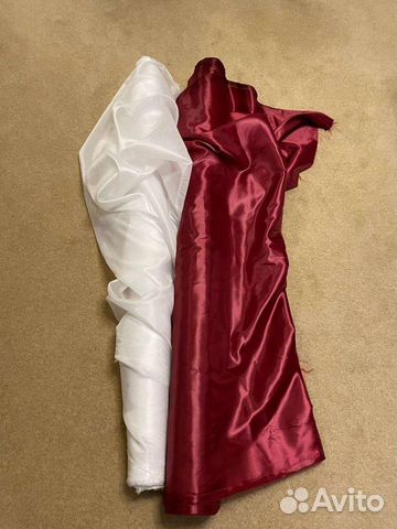 Шелк Таффета белый, бордовый, Атлас, подкладочная