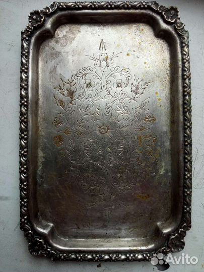 Поднос старинный СССР с надписью