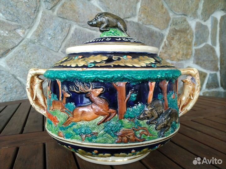 Крюшонница супница антикварная и 4 чашки Германия