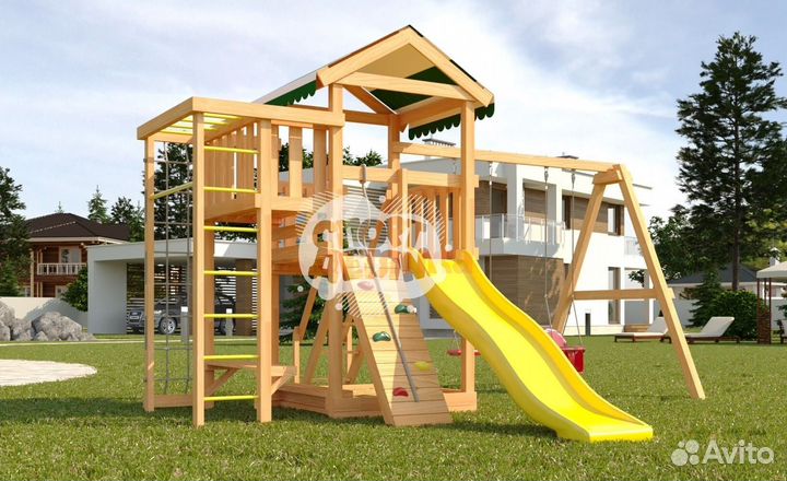 Детская площадка, домик с горкой