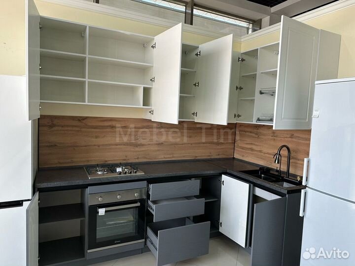 Кухня угловая Монза 2.74 на 1.50 метра Графит