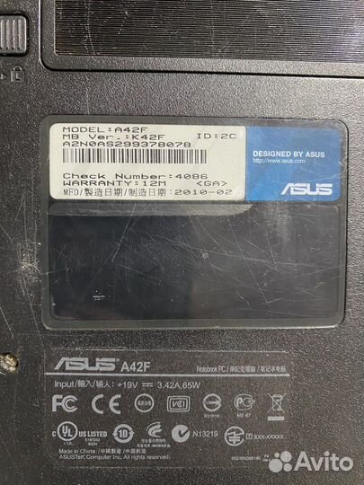 Ноутбук asus A42F