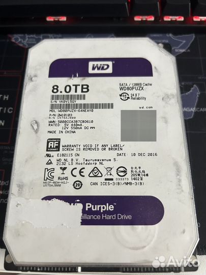 Жесткий диск western digital purple 8TB