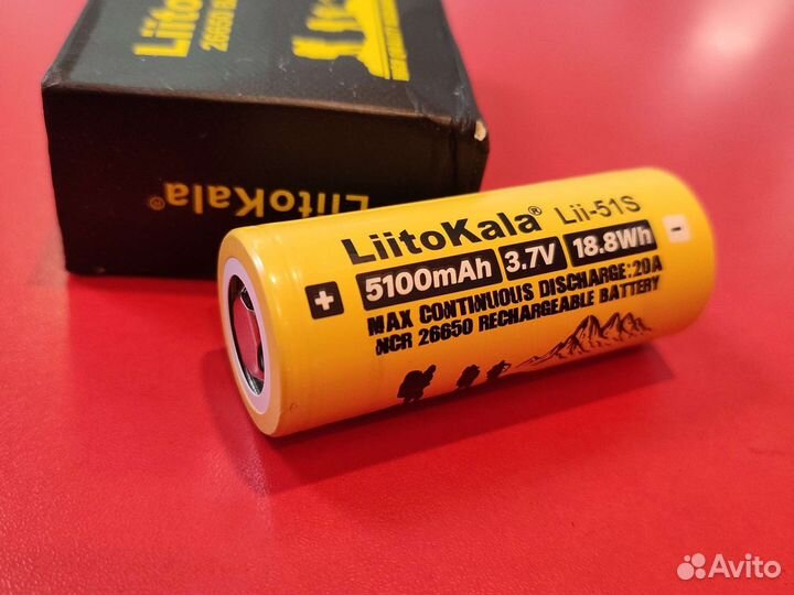 Аккумулятор 26650 новый 5100мАч liitokala