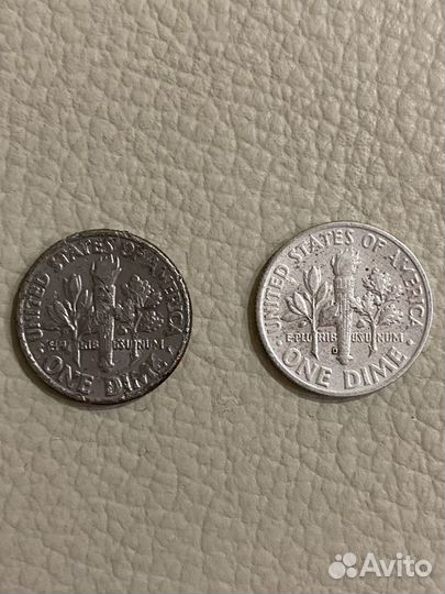 Монеты ONE dime liberty 1964г 1981г