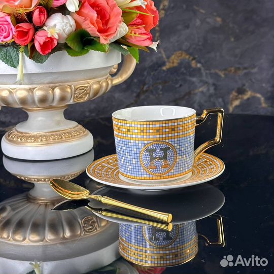 Чайный и кофейный сервиз на 6 персон стиле Hermes