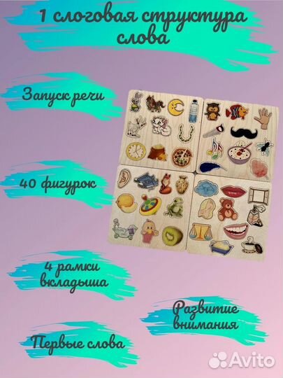 Рамки вкладыши 1 слоговая структура слова