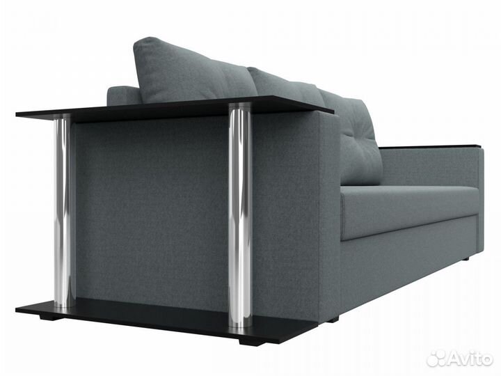 Диван прямой Атланта Лайт со столом слева, рогожка, амур серый