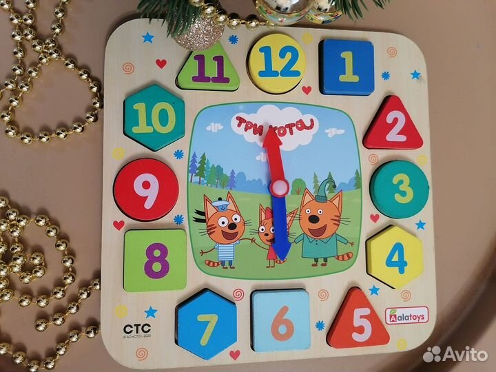 Часы игрушка/ дерево