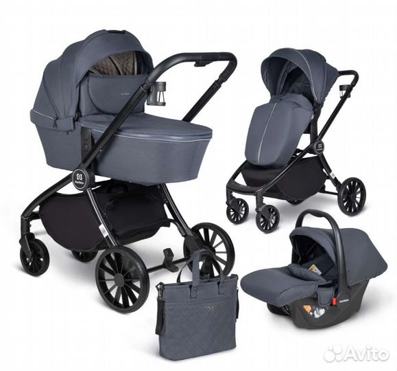 Коляска-трансформер Farfello Baby Shell 3в1 Серый