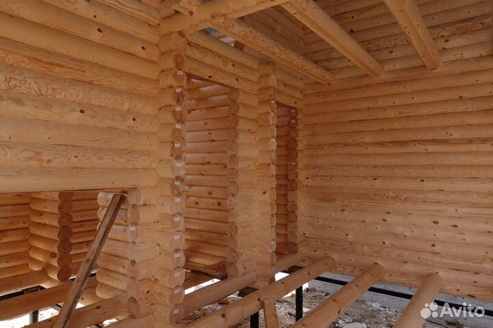 Сруб Дома - Бани 6.0х8.0м полтора этажа с террасой