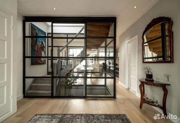 Раздвижная перегородка с стеклом