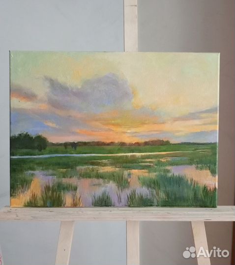 Картина маслом Пейзаж с рекой