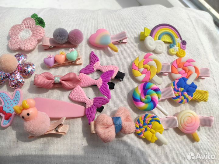 Заколки для девочек розовые набором