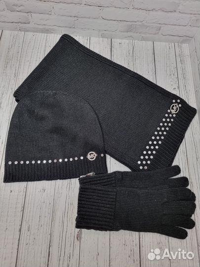 Набор 3в1 женская шапка шарф перчатки Michael Kors