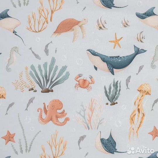 Комплект в кроватку Lappetti «Тайны океана» 6 предметов для овальной и круглой кровати