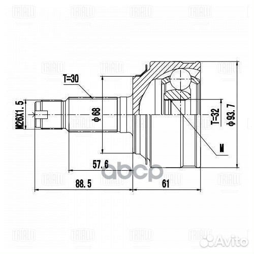 ШРУС honda accord 08- 2.4i AT нар. GO 2317 Trialli