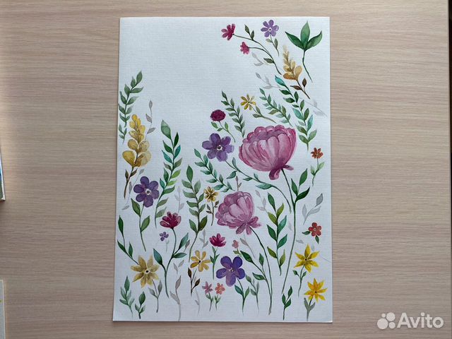 Картина акварель, цветы