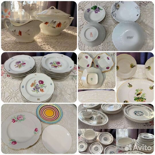 Столовые сервизы, сервировочные блюда, тарелки