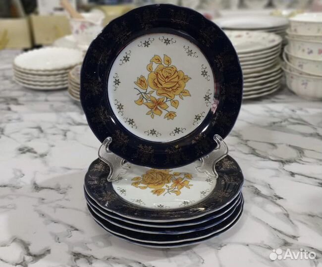 Набор тарелок Роза Кобальт