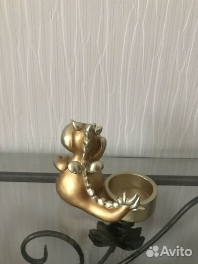 Подсвечник для свечи-таблетки денежный дракон