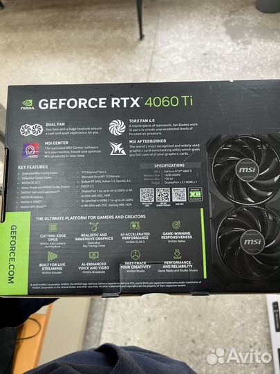 Видеокарта msi rtx4060ti 16 gb