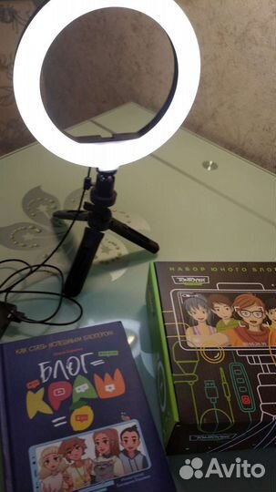 Кольцевая лампа и книга. Набор юного блогера