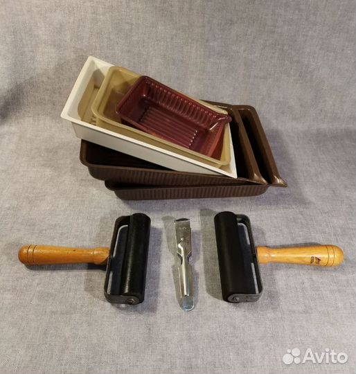 Лотки, валики и пинцет для фото СССР