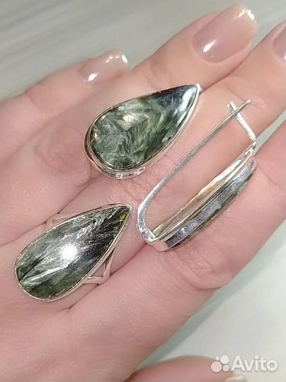 Серафинит, серебряный комплект
