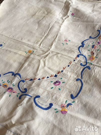 Салфетка, скатерти старые, 3 простыни лен с выш