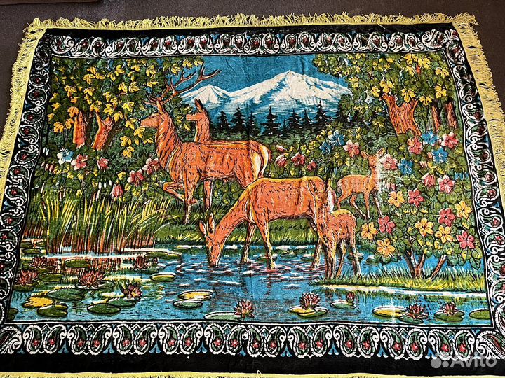 Плюшевый ковер с оленем СССР