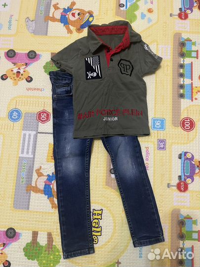Джинсы + поло 98-104